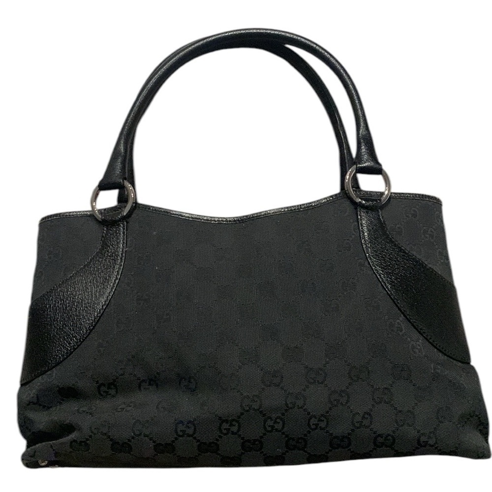 Gucci monogram canvas and leather shoulder bag black - Picture 3 of 8